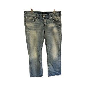 Silver Aiko Mid Capri Blue Denim Jeans Size W30 / L22 or 10